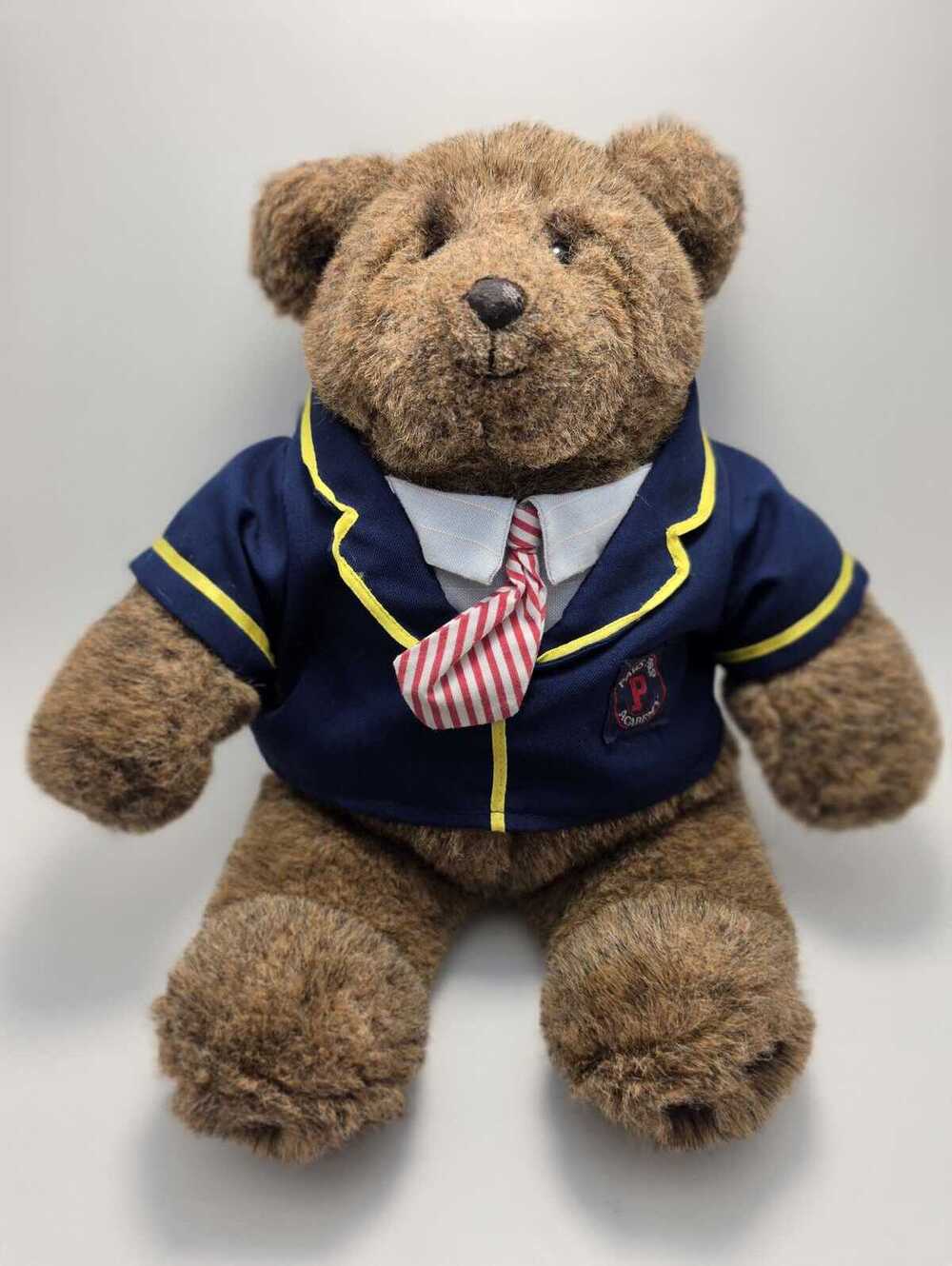Vintage Gund 1983 Paws Prep Academy Plush Bear Blue Jacket Stiped Tie (13 inch)